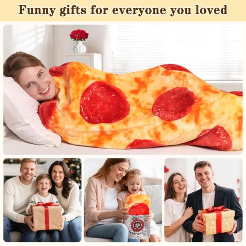 Crimson Pepperoni Pizza Blanket 80 Inches Soft Flannel Funny Gift for Adults & Kids