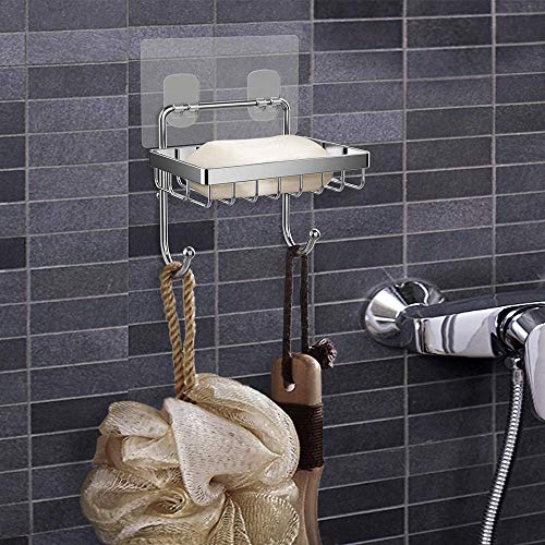 ODesign Stainless Steel Wall-Mounted Soap Holder with Two Hooks