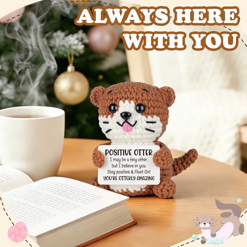 Inspirational Crochet Otter Gift - Handmade Desk Decor for Encouragement