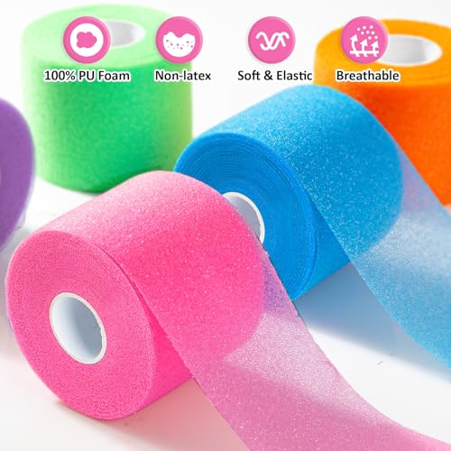 9 Rolls (108 Yards) Pre Wrap Athletic Tape - 9 Colors, 3rd Gen Prewrap for Hair Soccer, Athletic Sports Wrap Foam Underwrap for Headbands, Ankles, Wrists, Hands & Knees