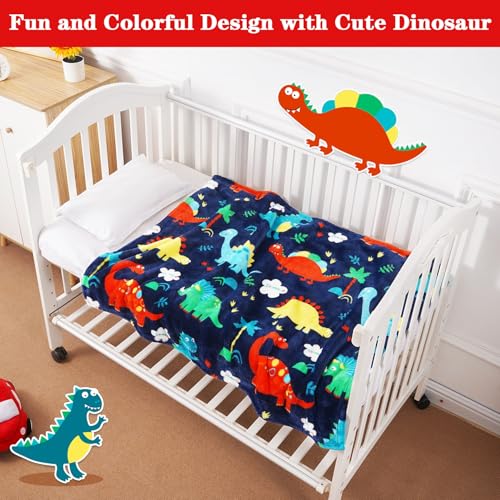 Dinosaur Toddler Blanket 30x40 Inches - Plush & Cozy for Kids