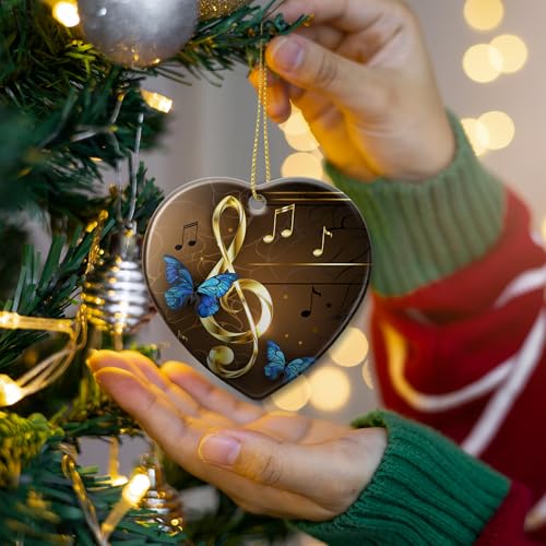 Musical Note Christmas Ornaments - Handmade Ceramic Holiday Decor