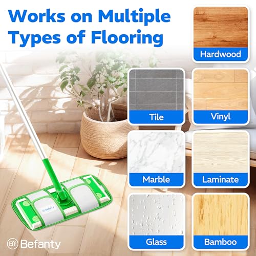 Befanty 2 Pack Microfiber Mop Pads for Swiffer & 10-12 Inch Mops, Reusable & Machine Washable