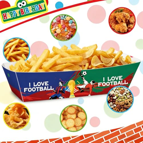NIhtian 12 Pack Soccer Popcorn Boxes Disposable Paper Snack Trays for Birthday Party