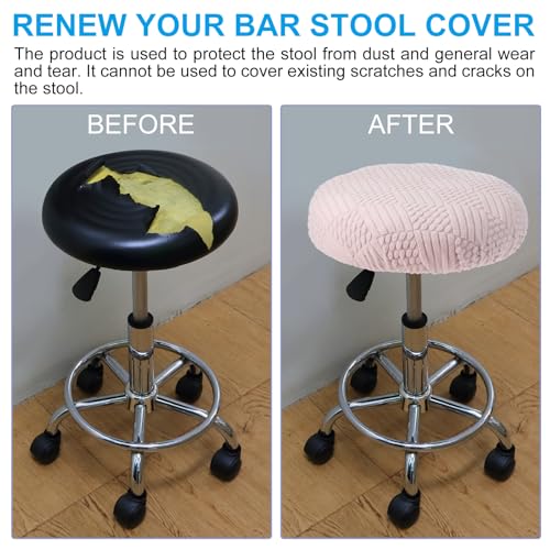 PATIKIL Round Bar Stool Cover, Stretchy Velvet Seat Slipcover for 14-18" Beige