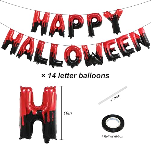 Happy Halloween Foil Letter Balloon Banner Set in Black and Red