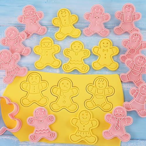 Xmas Gingerbread Man Cookie Cutters Set - 10 Pcs for Christmas Baking & Decor - Variation of THIS listing