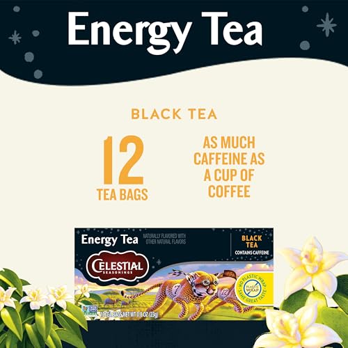 Celestial Seasonings Energy Black Tea - Caffeinated, 12 Tea Bags (Pack of 6)