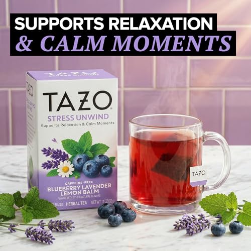 TAZO Stress Unwind Herbal Tea Bags - Blueberry Lavender, 16 ct