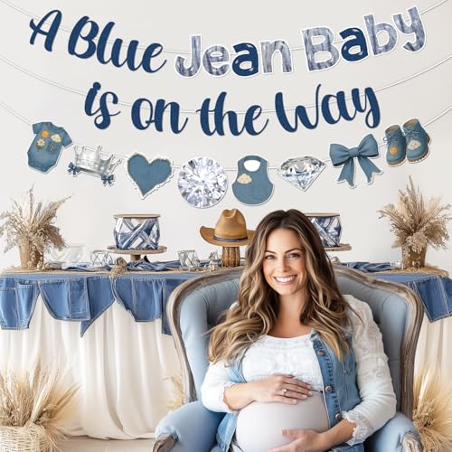 Blue Jean Baby Shower Banner – Denim & Diamonds Decor