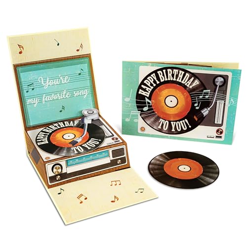 POPWOW 3D Record Player Birthday Pop Up Card - Music Lover Greeting Card