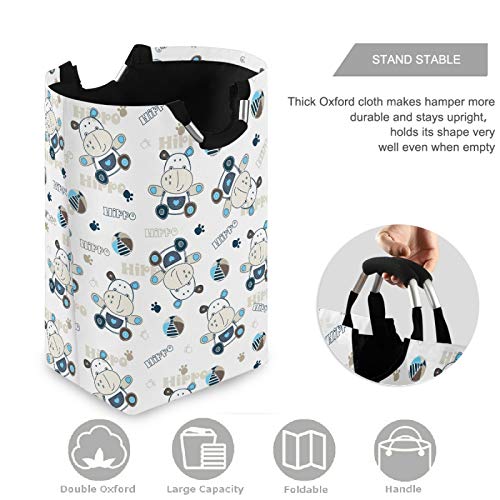 Visesunny Multi26 Hippo Bear Laundry Hamper - Waterproof Oxford Fabric, Large Capacity