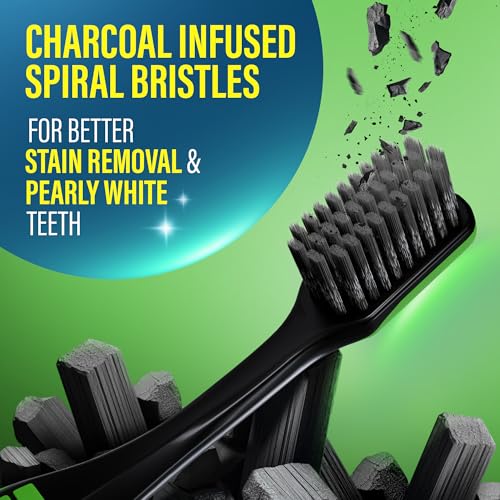 GuruNanda Charcoal Toothbrush, Soft Flossing Bristles, 2 Count