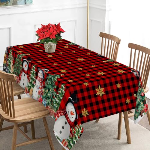 Christmas Tablecloth 60 x 120 Inch Rectangular Snowman Holiday Decor