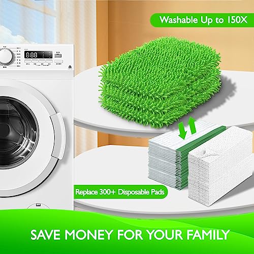 Yicotira Reusable Microfiber Mop Pads for Swiffer Sweeper, 4 Pack Green