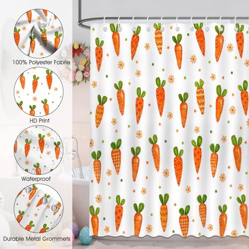 Easter Carrot Shower Curtain 72"x72" Waterproof with Hooks