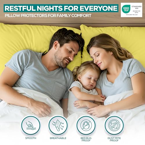 Utopia Bedding Set of 2 Standard Pillow Protectors - Waterproof & Dust Mite Proof Encasements