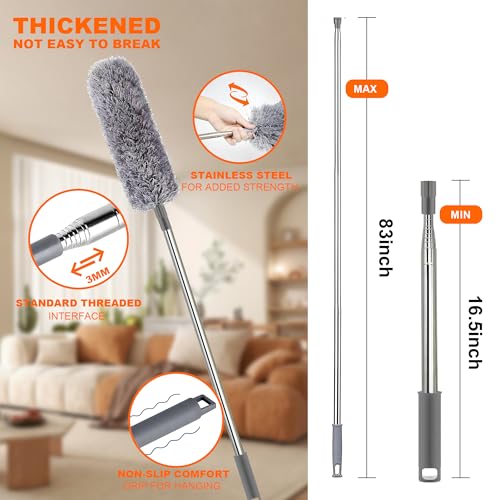 5 Piece Microfiber Duster Kit with Extension Pole - Washable