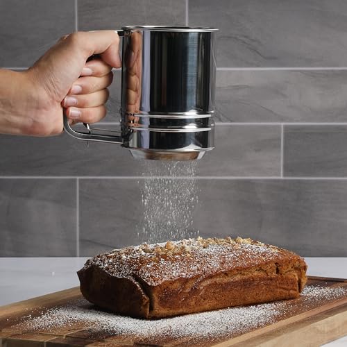 Oster Helmsdale 2-Cup Stainless Steel Flour Sifter Pack of 6 - Baking Sieve with One-Hand Lever