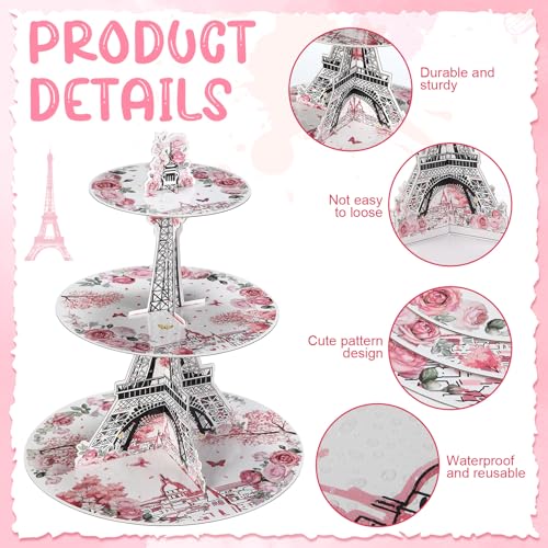 3 Tier Eiffel Tower Cupcake Stand - Honeydak Paris Design