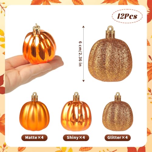 12 Pcs Mini Pumpkin Hanging Ornaments, 2.36" Fall Autumn Tree Decorations