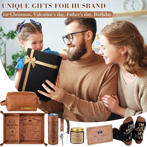 Sieral 10-Piece Gift Set for Husband from Wife - Best Husband Ever Gift Box with Tumbler Socks Candle & More - Husband Variation