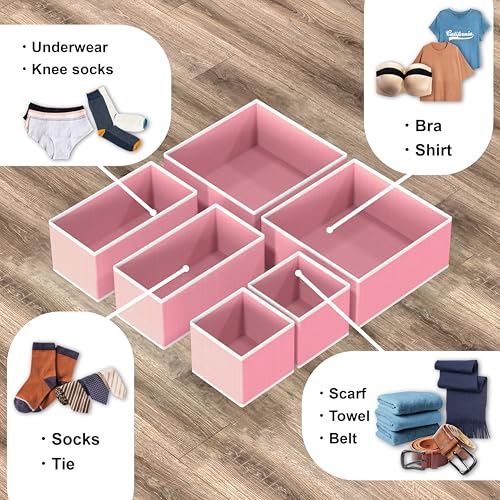 Simple Houseware Foldable Drawer Organizer Stocking Bin Set of 12 Pink - 4L/4M/4S