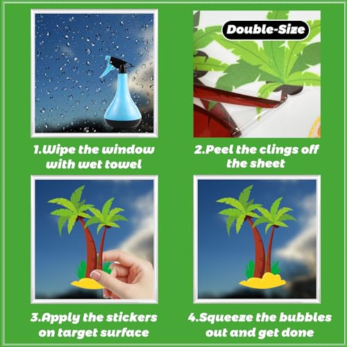 134 Pcs Summer Beach Window Clings - Colorful Static Film Decals