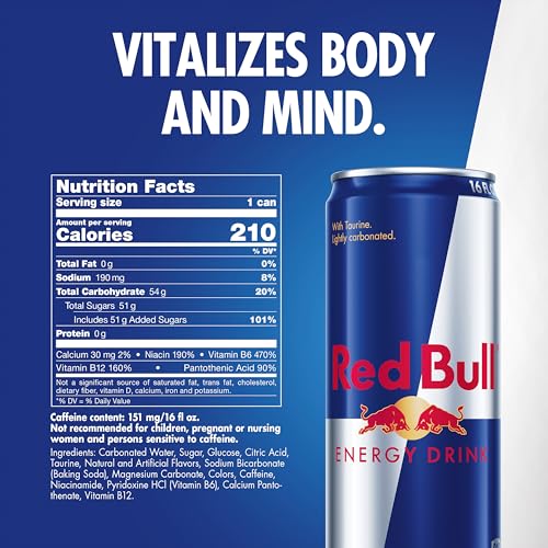 Red Bull Energy Drink 16 Fl Oz, 12 Pack - Original Caffeinated Beverage
