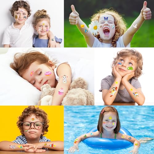 Habett Kids Temporary Tattoos Set - 300+ Waterproof Designs for Party Favors