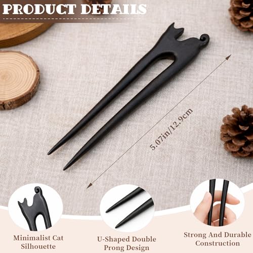Wooden Hair Fork 3-Prong Updo Bun Holder - Handmade Ebony Sandalwood