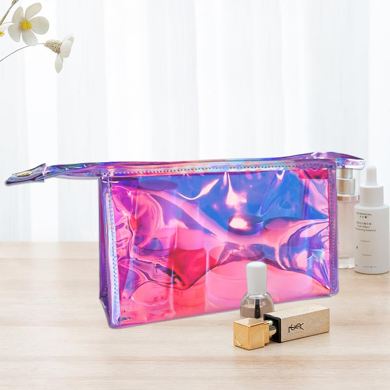 TotePrint Holographic Waterproof PVC Makeup Organizer Bag - Pink