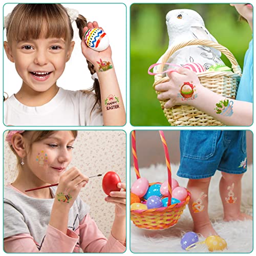 Konsait 72pcs Easter Temporary Tattoos for Kids Bunny Egg Party Favors