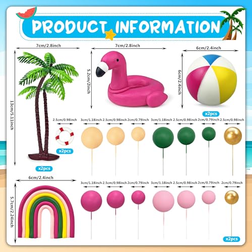23-Piece Hawaiian Beach Cake Topper Set for Tropical Summer Parties