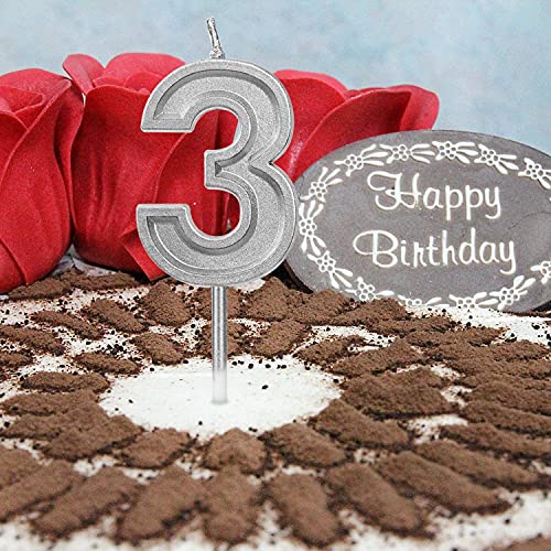 Silver Glitter Number 9 Birthday Candle - Premium Cake Topper