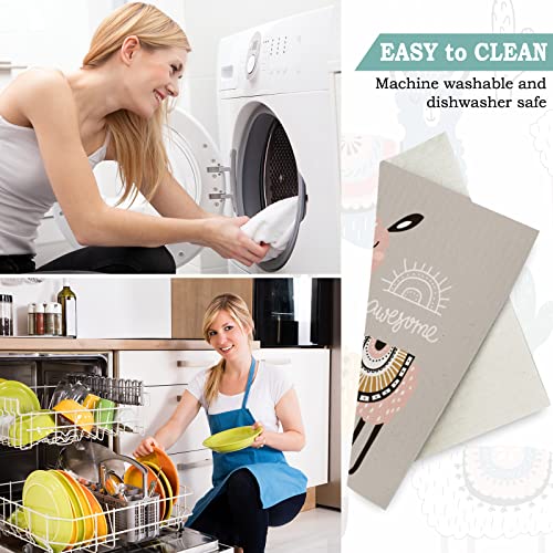 Set of 6 Cotton Alpaca Swedish Kitchen Dishcloths - Absorbent & Reusable Cleaning Towels