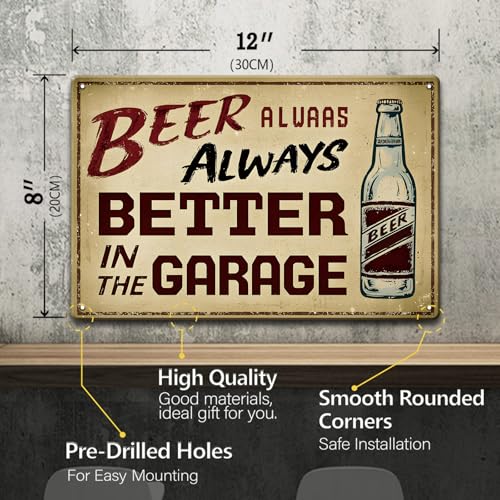 Funny Beer Garage Sign Metal Tin Sign Man Cave Wall Decor 8x12