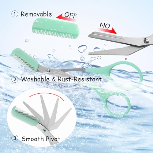 2Pcs Eyebrow Trimmer Scissors with Detachable Comb Safe Grooming Tool