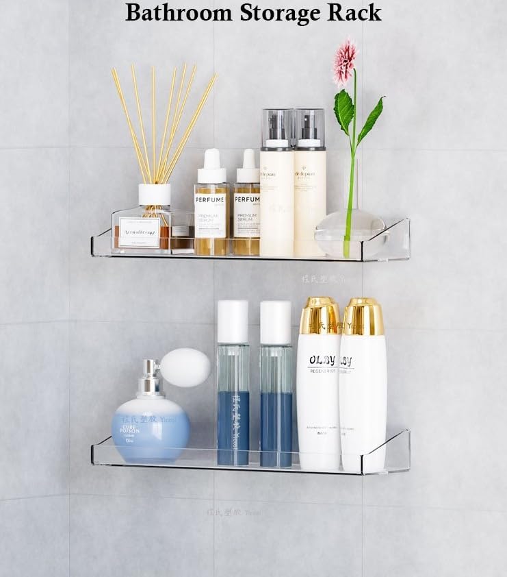 Regine Switzerland 15" Acrylic Floating Shelves - Stylish Wall-Mounted Bookshelves for Home Decor