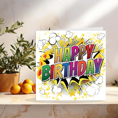 Comic Book Style Birthday Card for Kids & Adults - 145mm