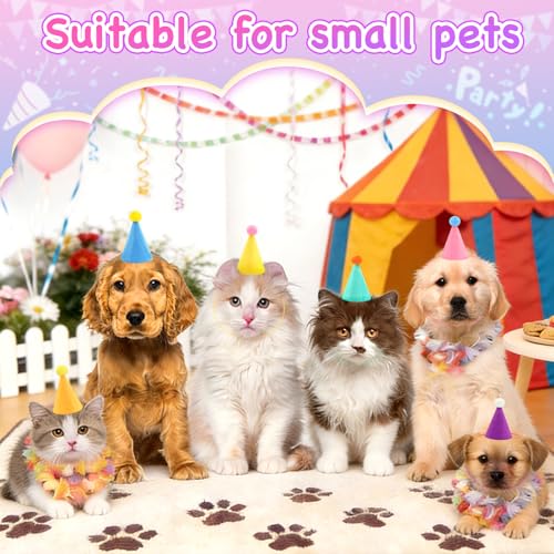 Mini Party Hats for Stuffed Animals & Pets - 6 Pack, Birthday Accessories
