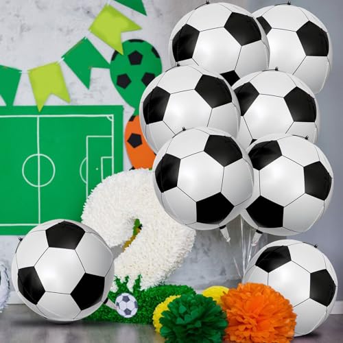 YiYou 8 Pack 22 Inch Soccer Foil Balloons - Realistic Football Mylar Party Decorations (Soccer Variant)