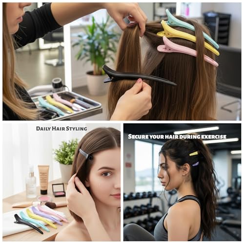 Duckbill Hair Clips 6-Pack – Colorful Sectioning Clips for Styling & Hair Cutting