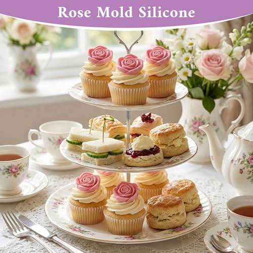 2-Pack Silicone Rose Candy and Chocolate Molds, 20-Cavity Flower Bakeware