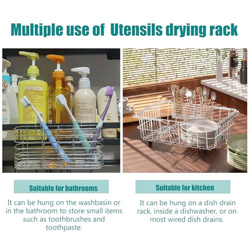 NiuYichee Stainless Steel Utensil Holder & Drying Rack - Silver