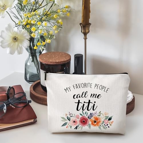 Aunt Makeup Bag Linen Travel Toiletry Pouch Gift for Auntie