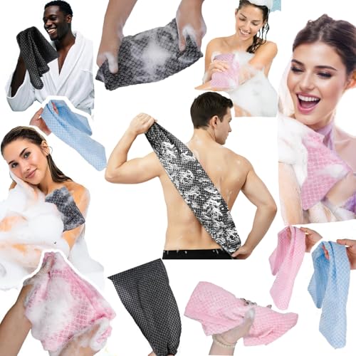 Teshee 2Pcs Japanese Exfoliating Shower Towel 48" Extra Long Body Scrubber