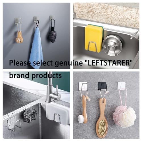 LEFTSTARER 4-Pack Stainless Steel Sink Sponge Holder - Rustproof, Quick Drying
