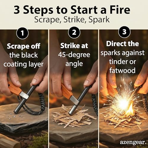 Premium Ferro Rod Fire Starter Kit with Steel Striker - 4in