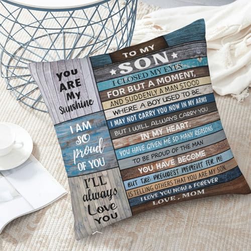 To My Son Throw Pillow Cover - 18x18 Inches - S O N Gift